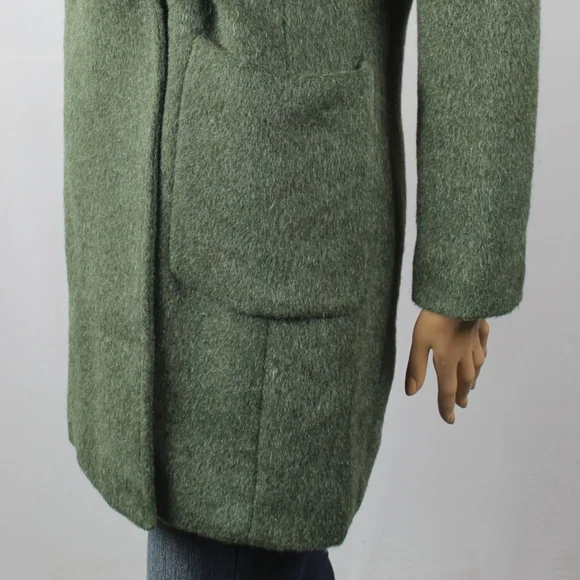 Sz 14, Ralph Lauren Loden Green Hooded Wool Jacket Coat Leather Strap - Picture 3 of 5